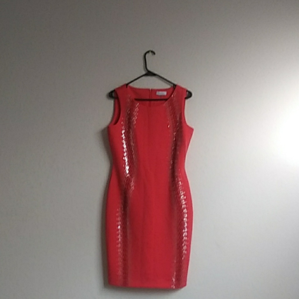 Calvin Klein rhinestone sided dress. Hot pink colo